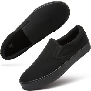Women's Slip on Shoes Canvas Sneakers Loafers Non Slip Shoes Low Top Casual Shoes (9, Full Black)