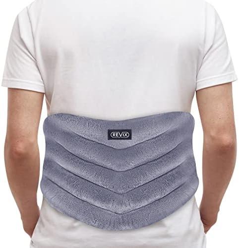 REVIX Microwavable Heating Pad for Back, Extra Large Microwave Heated Pack with Moist Heat for Waist, Stomach, and Shoulder, Unscented Hot or Cold Pack, Gray