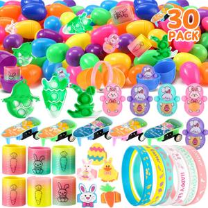 Easter Basket Stuffers for Kids,30Packs Easter Eggs Fillers, Plastic Filled Easter Eggs with Small Toys,Bulk Prizes Toy for Easter Party Favors Goodie Bags Stuffers,Classroom Treasure Box Gifts