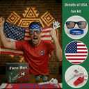2 x 7 Pcs Cheering Kit for Football Matches, 2026 America Soccer Fan Game Day Accessory Set, Includes Flag, Glasses, Whistle, Clapper, Wristband, Scarf & Headband