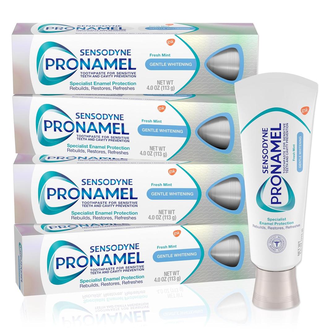 Sensodyne Pronamel Gentle Teeth Whitening Enamel Toothpaste for Sensitive Teeth, to Reharden and Strengthen Enamel, Fresh Mint - 4 Ounces (Pack of 4)
