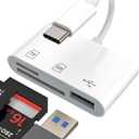 USB C Hub for iPhone 15 Pro Max Plus iPad Air Mini MacBook (3in1) Type C TF SD Card Reader OTG Multiport Adapter Flash Drive 3.0 Docking Station Micro SD Memory Dongle Thunderbolt 4 3 Port Cable