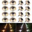 VOLISUN Solar Driveway Lights Dock Deck Lights 16 Pack,2 Colors in 1 Led IP67 Waterproof Outdoor Warning Step Lights for Driveway Sidewalk Pathway (White/Warm White)