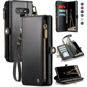 Defencase Compatible with Galaxy Note 9 Case Wallet with RFID Blocking Card Holder for Women Men, PU Leather Magnetic Snap Flip Zipper Strap Phone Case Fit for Samsung Galaxy Note 9, Black