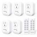 Upgraded Remote Control Outlet Wireless Light Switch for Household Appliances, Expandable Remote Light Switch Kit, Up to 100 ft Range, FCC Certified, ETL Listed, White (5 Outlets + 2 Remotes)