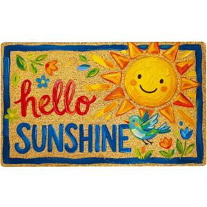 Welcome Mat 17x29 Inch Spring Summer Front Door Mat, Hello Sunshine | Non-Slip Rubber Backing, Low Profile Design, Easy Clean, Absorbs Dirt, Heavy Duty, Indoors and Outdoors Use