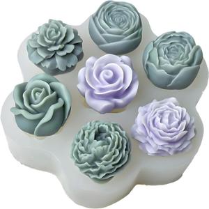 7 Cavities Flower Mold - Multiple Style - Soap & Candle Mold - Silicone 3D Molds for Candy & Home Decor - Resin Casting & Making Molds
