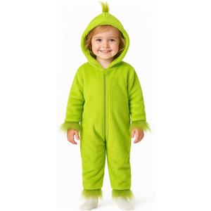 LiuSuper Unisex-Baby Animal Flannel Hooded Romper for Infants Toddlers 0-4T Halloween Winter Jumpsuit for Boys Girls (Green)