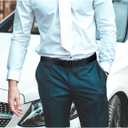maikun Mens Dress Leather Belt, 1.3'' Width Casual Black Belt for Men (Black) Size 45 (1150mm)