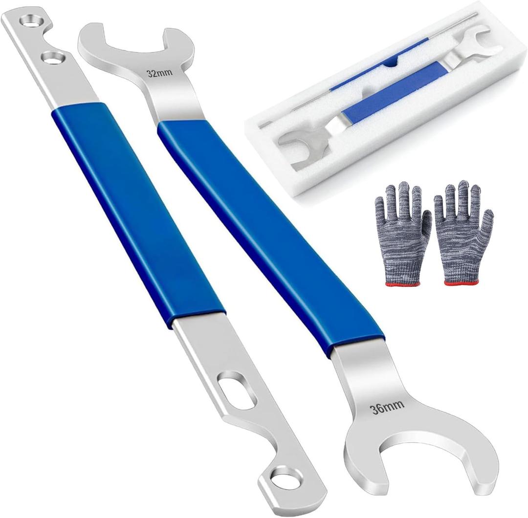 32 & 36mm Fan Clutch Wrench Set, Fan Clutch Removal Tool Kit with Water Pump Holder, Compatible with BMW, Chevrolet, Ford, GM, Dodge, Jeep (Blue)