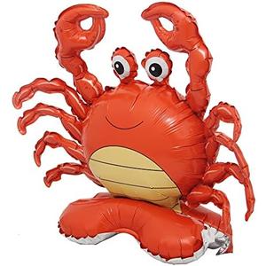 Selfstand 3D Animal Fox Koala Lion Elephant Panda Cow Rabbit dinosaur Triceratops Stegosaurus Baby shower Ball Foil Balloons Birthday Party Baby Shower Decorations Kids Toys (Base Crab)