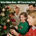 24 Pcs Dark Green Velvet Bows for Christmas Tree Decor, Elegant Velvet Pre-Tied Ribbon Bows Door Garland Vintage Ornaments for Christmas, Wreaths, Gifts and Home Decoration (5x7 Inch, 3/8'' Wide)