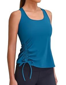 Blooming Jelly Womens Workout Tank Tops Racerback Athletic Shirts Running Gym Clothes 2025 (X-Large, Blue Green)