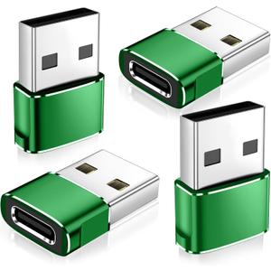 USB to USB C Adapter,Type-C Female to A Male Car Charger OTG Converter for Apple Watch Ultra 8 9 10,iPhone 16 15 14 13 Pro Max,Samsung S24,Nintendo Switch,AirPods,iPad,Car (Grenn)