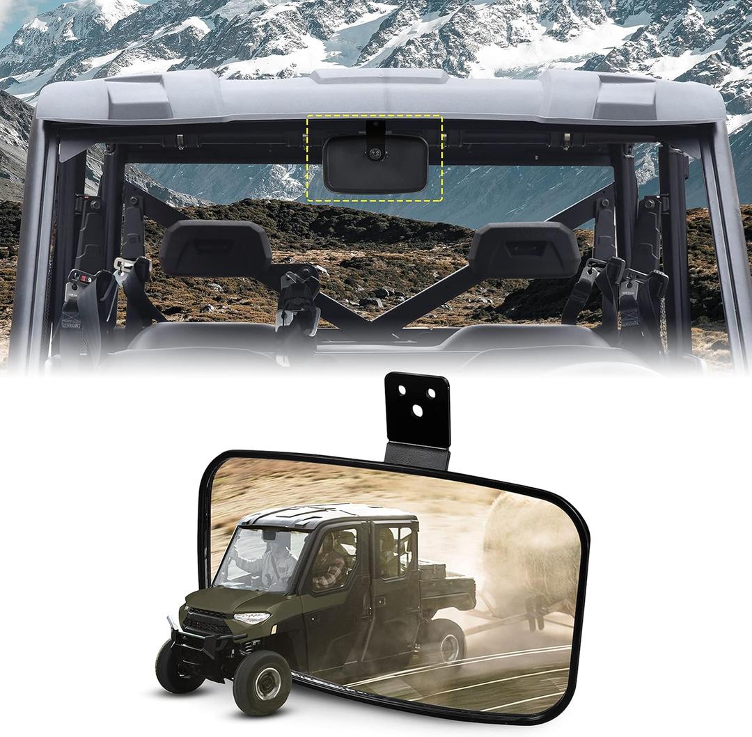 SAUTVS UTV XL Center Rear View Mirror for Polaris Ranger 1000 570 900/Honda Pioneer 1000, Wider Convex RearView Mirror for Polaris Ranger XP 1000 570 900 Crew/Honda Pioneer 1000 2015-2025 Accessories