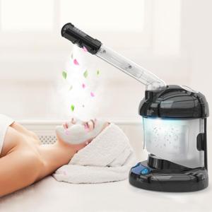 Kingsteam Facial Steamer - Ozone Steamer with Extendable Arm - Professional Nano Ionic Facial Steamer for Deep Cleaning - Portable for Personal Care Use at Home or Salon (Black)