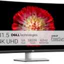 Dell S3221QS 32 Inch Curved 4K UHD (3840 x 2160), VA Ultra-Thin Bezel Monitor, 60Hz, 4MS Response Time, 90% DCI-P3, 99% sRGB, AMD FreeSync, HDMI, DisplayPort, Built in Speakers, VESA Certified, Silver