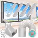 Portable Air Conditioner Window Vent Kit with 5.9 Exhaust Hose Adjustable Portable AC Window Kit for Ducting Universal Portable AC Seal Panel for Horizontal&Vertical Window