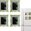4 Pack Magnetic Picture Frames for Refrigerator - 3.6"x3" Vintage Photo Frames(Photo Size: 3"x2"),Vintage Photo Frames, Antique Ornate, Paintings, Home & Office Decorative Gift (Green)