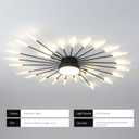 JAYMP 41.3" Ceiling Light Modern Flower Shape Ceiling Lamp for Living Room Dining Room Flush Mount Metal Acrylic Sputnik Firework Petal LED Lighting Fixture (Matte Black, 28+1 Lights)