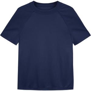 Boys Rash Guard Short Sleeve UPF 50+ Sun Protection Swim Shirt Kids Quick Dry SPF Water Shirt (Blue, L)
