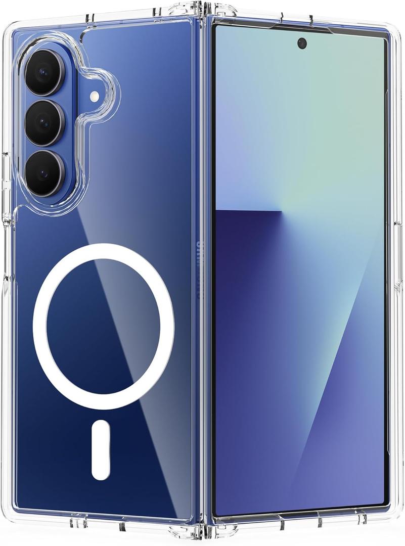 WILLONE for Samsung Galaxy Z Fold 7 Case Magnetic Clear, Anti Yellowing, Shockproof, Compatible with Wireless Charging, Transparent