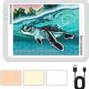 HIUKCOLED Wireless Battery Powered A3 Light Pad, 3 Colors Stepless Dimmable and 6 Levels Brightness Light Board, Rechargeable LED Light Tracing Box for Diamond Painting,Cricut Weeding Vinyl Tools