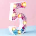 Leinuosen Spider LED Number Lights Birthday Party Decoration Pink Spider Light up Numbers Women Birthday Supplies for Marquee Night Christmas Gift Baby Shower(Number 5)