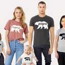 Teeny Fox Mama Bear Papa Sister Brother Baby Cute Matching Outfits Couple Shirts (Gray, XS)
