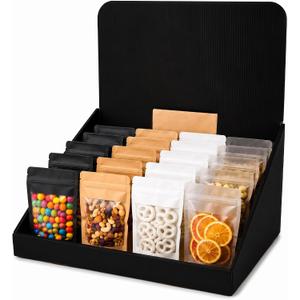 Geetery 10 Pack Black Cardboard Storage Bins, 19 x 13 x 22.5 Inch Corrugated Cardboard Display Bins with Removable Header, Tabletop Organizer Boxes for Retail Shelves Office Organization Exhibition