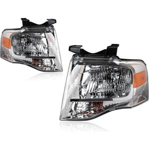 Pair Chrome Headlights Compatible with 2007-2014 Expedition