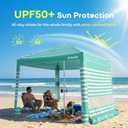 Gorich Beach Cabana with UPF50+ UV Protection, 8x8 FT/10x10 FT Beach Canopy Tent with Side Wall, Easy Setup, Windproof Portable Sun Shelter Shade for Family