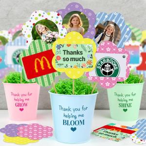 Teacher Appreciation Gifts, Thank You Cards for Teacher 3 Pack Flower Gift Card Holder Bouquet, Teacher Survival Kit End of Year Teachers Week School Graduation Gifts for Women Men Her Him Mother