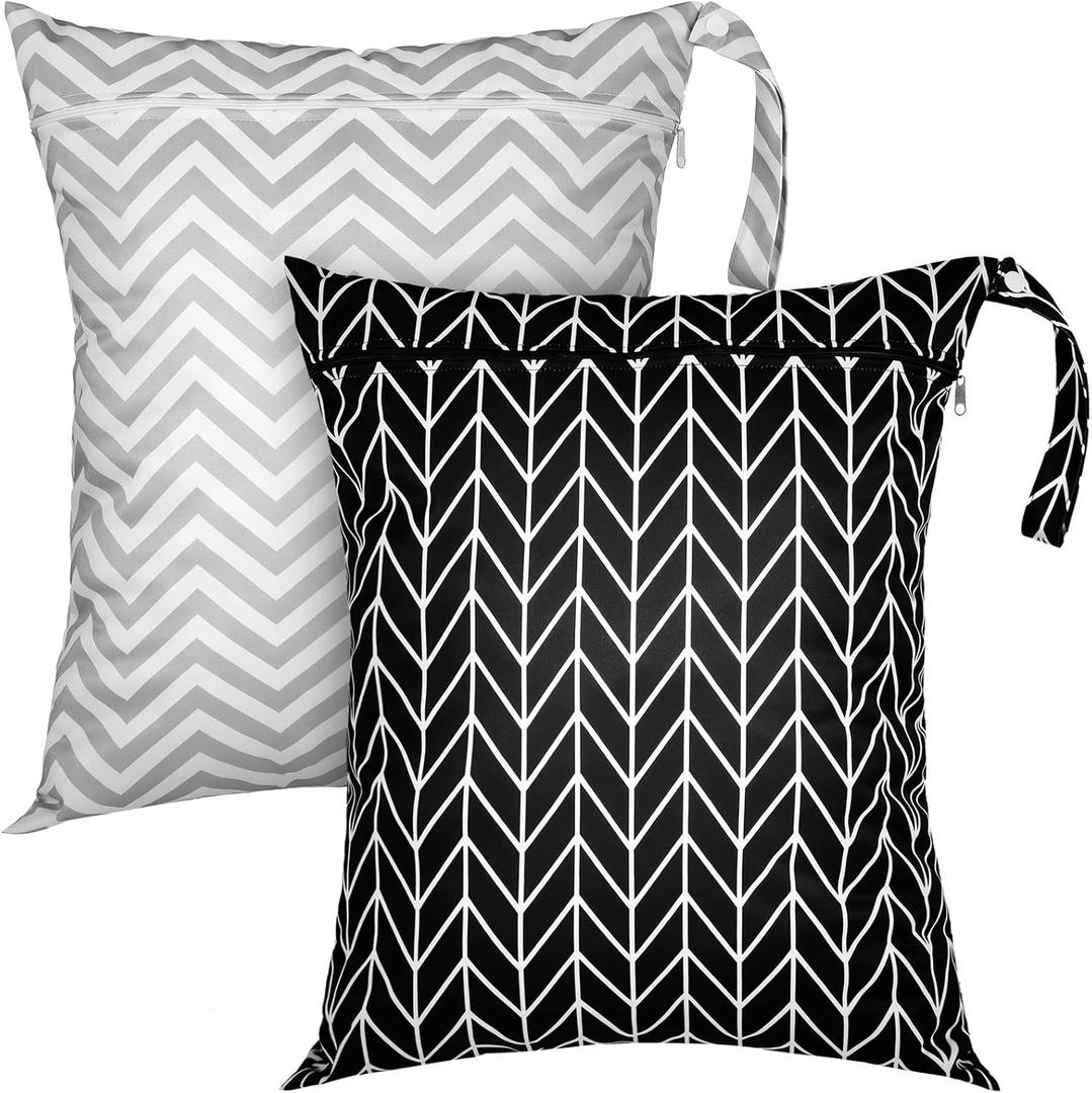 Shappy 2 Pcs Large Travel Laundry Bag Washable Waterproof Wet Dry Large Dirty Clothes Bag Bathing Workout (Stripe Style)