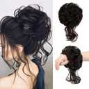 Messy Bun Hair Piece Tousled Updo Hair Buns Extension Elastic Band Curly Scrunchie for Women Curly Chignon Ponytail Hairpiece Daily Wear(Dark Brown)
