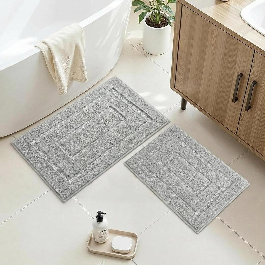 GRANNY SAYS Bathroom Rugs Sets 2 Piece,Soft Bath Mats for Bathroom, Bath Rugs Non Slip Washable, Absorbent Bath Rug for Tub, Shower and Toilet (Gray, 20" x 32" + 16" x 24")