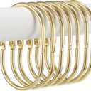 Goowin Shower Curtain Rings, 12 Pcs Shower Curtain Hooks, Oval Snap Shower Rings for Curtain, Metal Gold Shower Curtain Rings Rust Proof, Glide Smoothly Shower Hooks for Shower Curtain Rod (Gold)