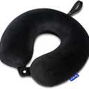 Fabuday Memory Foam Travel Pillows for Airplanes - Neck Pillow for Traveling with Attachable Snap Strap Soft Washable Cover, Flight Pillow for Sleeping, Car, Home, Office, Black