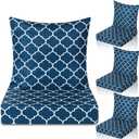 Hoteam 4 Set Outdoor Chair Patio Cushions 20 x 20 Inch Deep Seat Waterproof Chair Cushions for Patio Furniture Set Replacement Removable Seat and Back (Lantern)