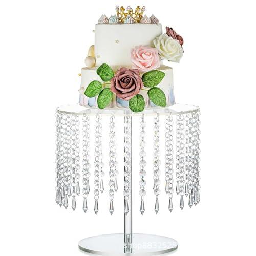 SeaISee Acrylic Cake Stand, Round Crystal Cake Stands, Acrylic Crystal Chandelier Cake Holder Cupcakes Serving Plate for Wedding Birthday Party Table Decoration (Large)