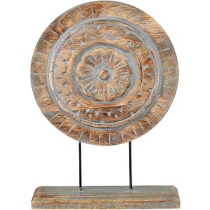 Farmhouse Table Sculpture Home Decor Statue Mandala Carved for Modern Home 10" x 14", Living Room, Fireplace Mantel Shelf, Table and Entryway Decor Stand KHST10