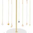 Poyilooo Necklace Holder Jewelry Stand, Rotating Necklace Holder Organizer with 48 Hooks for Necklace Earring Keychains Bracelet Display Stand, Metal Necklace Tree Stand -Women Gifts (Gold)