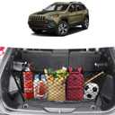 Canvcle Trunk Cargo Net for 2014-2023 Jeep Cherokee Accessories Envelope Style Mesh Trunk Net Organizer and Storage Stretchable Adjustable Elastic Nylon Rear Cargo Netting with Hooks