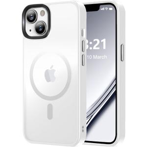 Magnetic for iPhone 13 Case/iPhone 14 Case, [Compatible with Magsafe & Military-Grade Protection] Slim Translucent Matte Phone Case for iPhone 13/14 6.1 inch,White