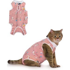 ANWA Cat Recovery Suit - Breathable Cat Onesie for Cats After Surgery Female, Kitten Surgery Recovery Suit Female Abdominal Wounds, S