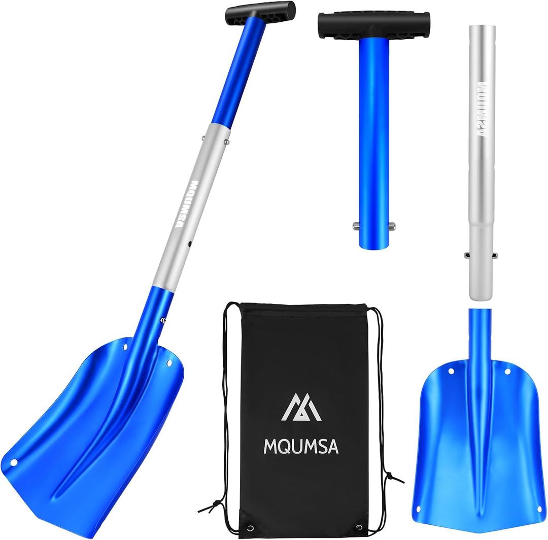Portable Colorful Telescopic Aluminum Car Adjustable Extended Edition Snow Shovel (Blue + Silver)