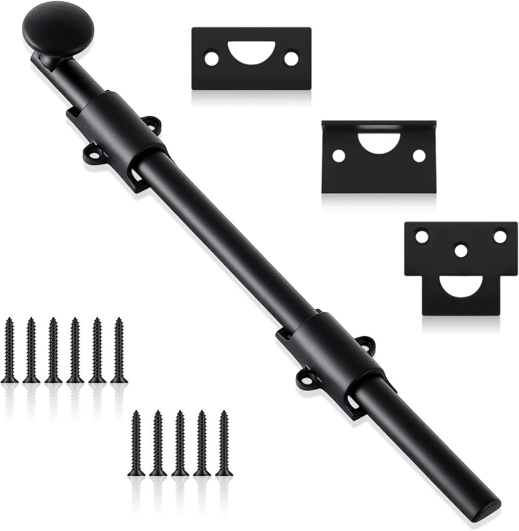 Tandefio 12" Cane Bolt for Gate Heavy Duty Solid Brass Slide Dutch Door Bolt Latch Black Hardware Locks Attic Latch for Dutch Sliding Barn Door Wooden Fence Metal Gate