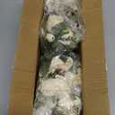 6FT Artificial Eucalyptus Garland with Flowers, 10 White Roses Baby Breath Garland Floral Greenery for Wedding Party Centerpiece Table Runner Backdrop Wall Decor Decoration