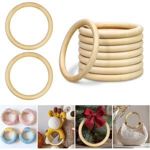 4inch/100mm Wooden Rings for Craft, 10Pcs Unfinished Wood Rings, Wooden Rings for Macrame Craft, Pendant Connectors, DIY Craft Supplies