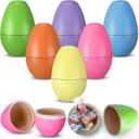 Marsui 12 Pcs Fillable Easter Colorful Wooden Eggs Basket Stuffers Hollow Wooden Easter Fake Eggs Hunt DIY Painting Art Craft Decorations Spring Home Decor